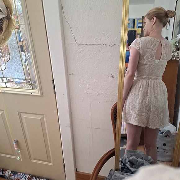 Cream and Nude Crochet Mini Dress by Speechless - Picture 6 of 8